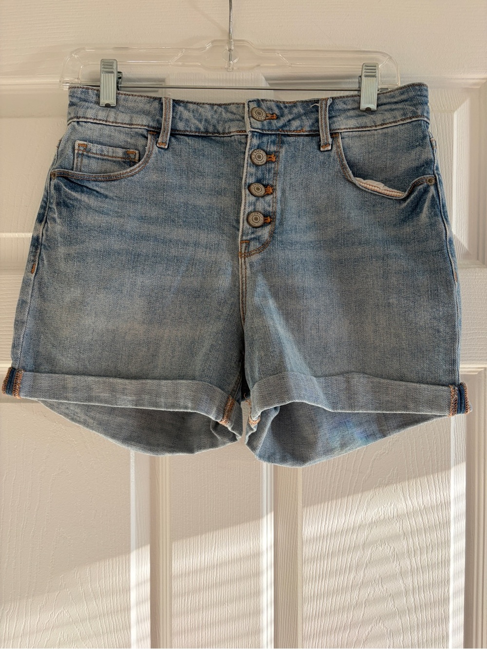 Old Navy High-Rise Light Blue Denim Shorts with Button-Fly